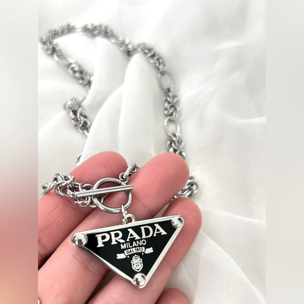 Upcycled Prada Charm Necklace
